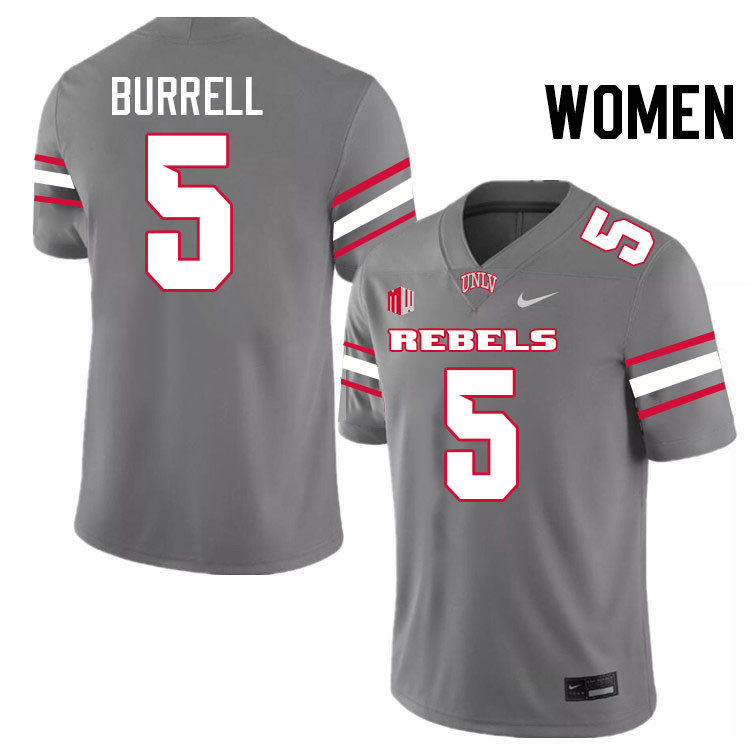 Women #5 Greg Burrell UNLV Rebels College Football Jerseys Stitched-Grey